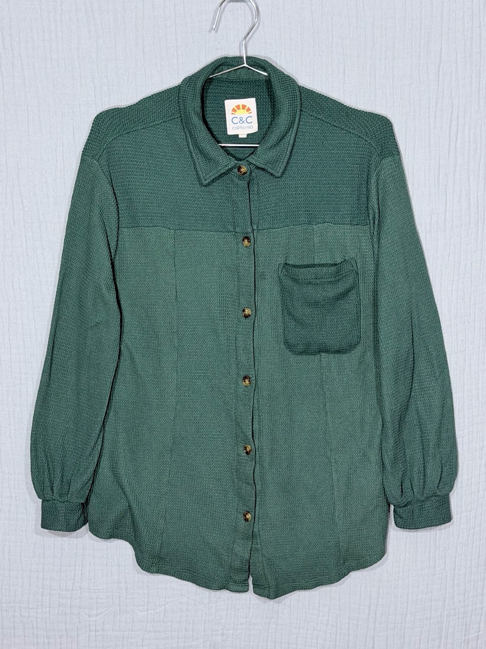 C&C California Deep Green Textured Button Shirt size M